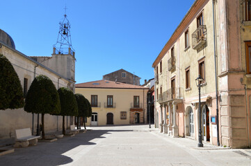 A narrow street in Nusco, a medieval village in the province of Avellino, Italy.