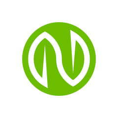 letter N health logo design with leaf shape