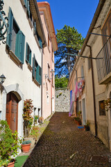 Fototapeta na wymiar A narrow street in Nusco, a medieval village in the province of Avellino, Italy.