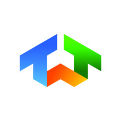 TT or TWT letter monogram logo design with building shapes