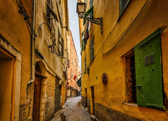 narrow street in the old town of Nice, France