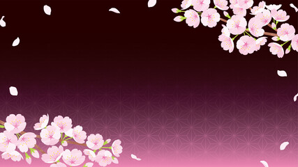 桜の背景素材　夜桜　和柄