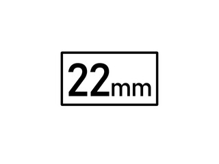 22 millimeters icon vector illustration, 22 mm size