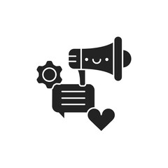 SMM tools glyph black icon. Promotion service. Sign for web page, mobile app, button, logo. Vector isolated element.