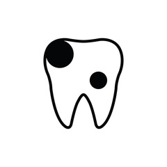 damaged tooth  black vector icon. toothache icon 