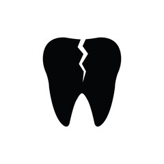 damaged tooth  black vector icon. toothache icon 