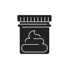 Fecal analysis black glyph icon. Medical and scientific concept. Laboratory diagnostics. Pictogram for web, mobile app, promo.
