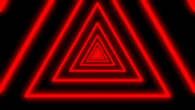Trendy Retro Red Triangle Shape With Seamless Loop, Flying Through Tunnel Background