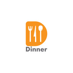 letter d spoon fork knife restaurant logo vector