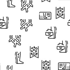 Varicose Veins Disease Seamless Pattern Vector Thin Line. Illustrations