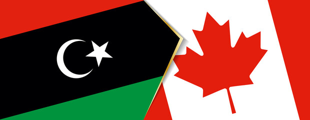 Libya and Canada flags, two vector flags.