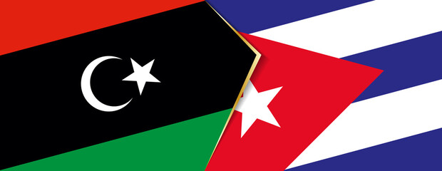 Libya and Cuba flags, two vector flags.