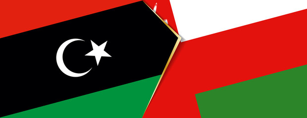 Libya and Oman flags, two vector flags.