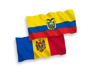 Flags of Moldova and Ecuador on a white background