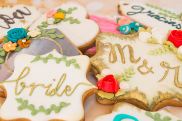 Cookies with heart shape for weddings or valentines day