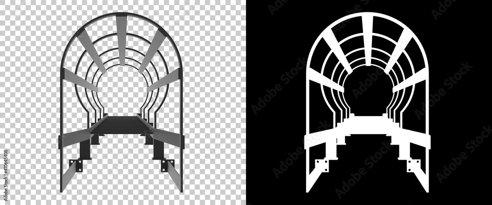 Poster fire escape stairs isolated on background with mask. 3d rendering - illustration