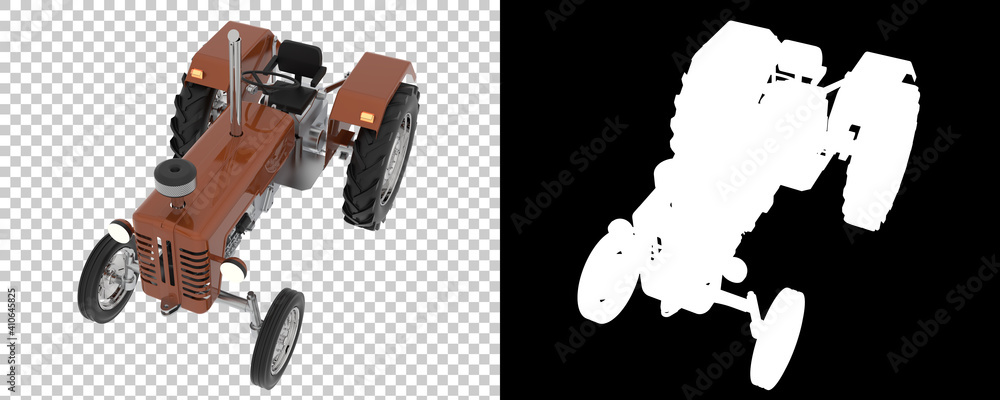 Poster old tractor isolated on background whit mask. 3d rendering - illustration