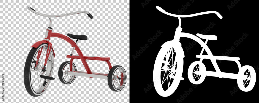 Poster tricycle isolated on background with mask. 3d rendering - illustration