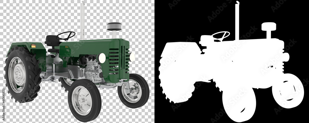 Poster old tractor isolated on background whit mask. 3d rendering - illustration