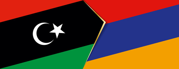 Libya and Armenia flags, two vector flags.