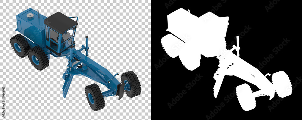Poster snow plow machine isolated on background with mask. 3d rendering - illustration