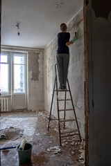 home renovation - old flat during renovation. Russia.