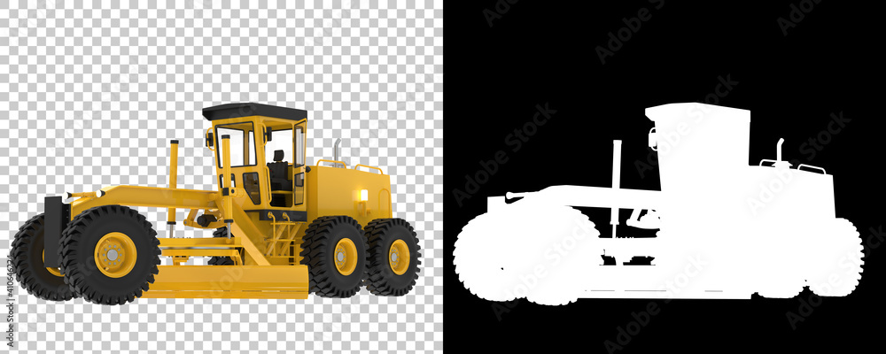 Poster snow plow machine isolated on background with mask. 3d rendering - illustration