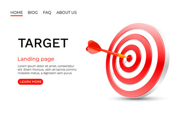 Target landing page, banner business 3d icon. Vector