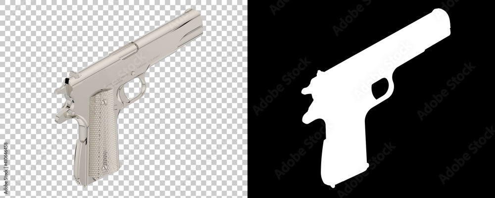 Poster pistol isolated on background with mask. 3d rendering - illustration