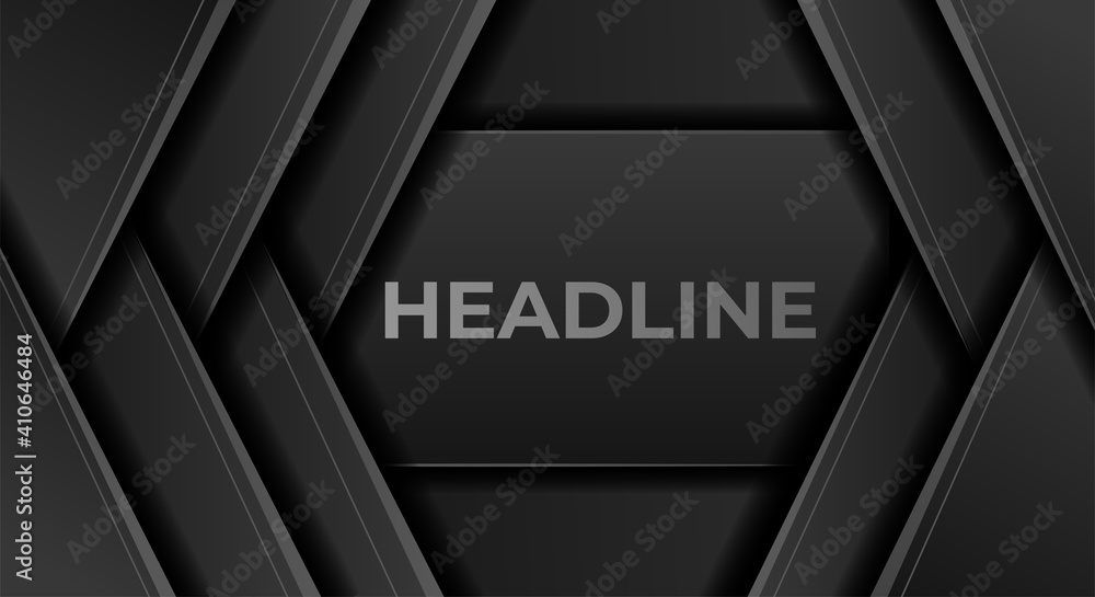 Poster black metal background vector overlapping layer on dark space for design background. modern headline