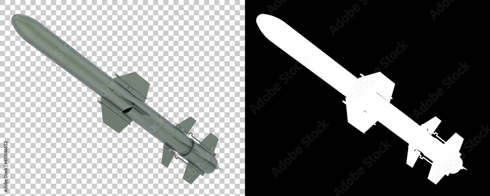 Poster missile isolated on background with mask. 3d rendering - illustration