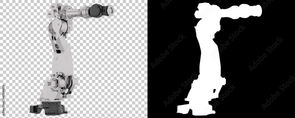 Poster factory robot isolated on background with mask. 3d rendering - illustration
