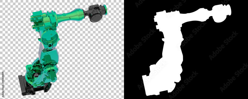 Poster factory robot isolated on background with mask. 3d rendering - illustration