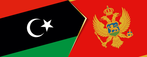 Libya and Montenegro flags, two vector flags.