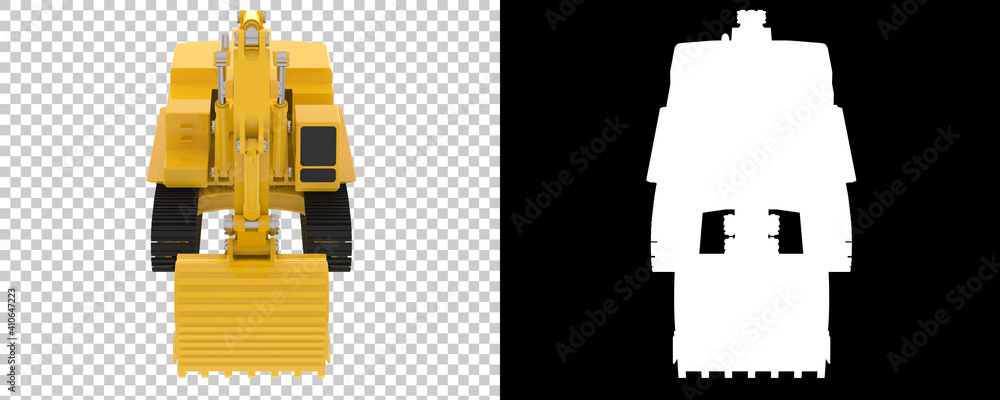 Poster excavator isolated on background with mask. 3d rendering - illustration