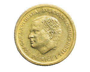 ten swedish kroner coin isolated on white background