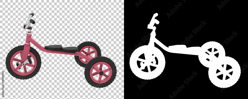 Poster tricycle isolated on background with mask. 3d rendering - illustration