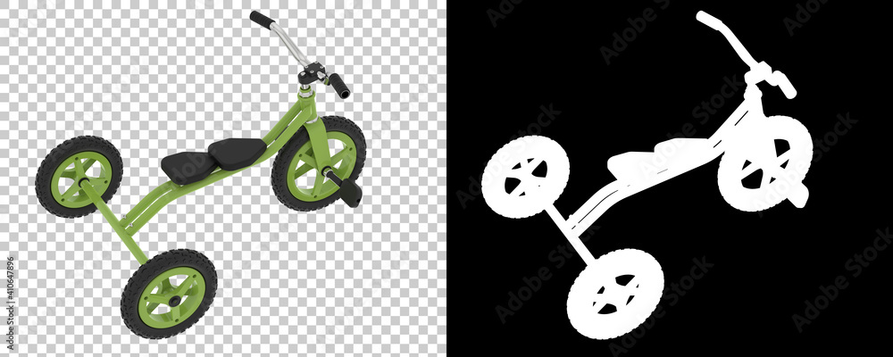 Poster tricycle isolated on background with mask. 3d rendering - illustration