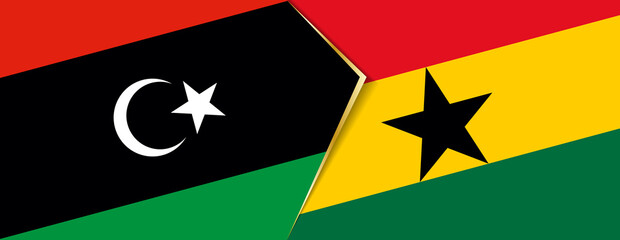 Libya and Ghana flags, two vector flags.