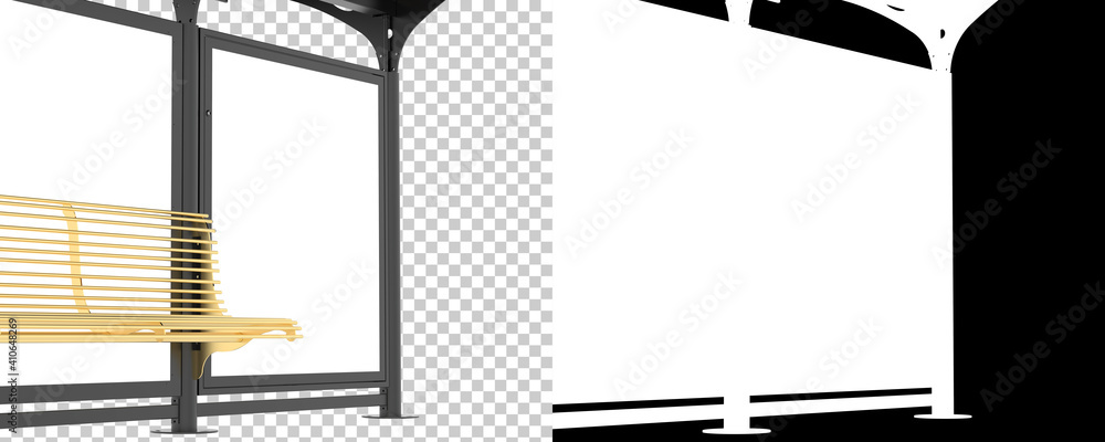 Poster bus station isolated on background with mask. 3d rendering - illustration
