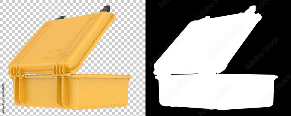 Aufkleber metallic box isolated on background with mask. 3d rendering - illustration