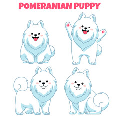 set of cute pomeranian puppy dog