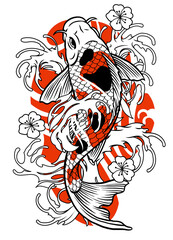 vintage tattoo of koi fish design