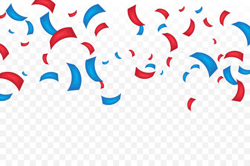 Red And Blue Confetti Isolated On Background. Celebration Event And Birthday. American, Chile, Russia, France, United kingdom flags color concept. Vector