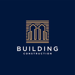 Building logo with modern line art style for company Premium Vector. part 5