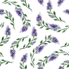 Seamless pattern with watercolour lilac for wedding invitation and for packing