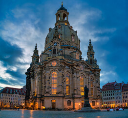 Frauenkirche Church and Martin Luther Monument in Dresden