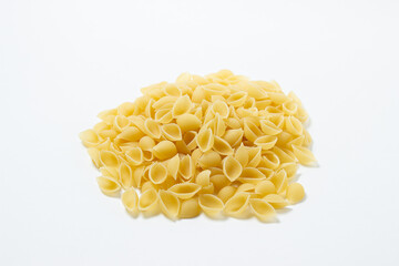 Pasta on a white background. Isolated pasta. Flour products