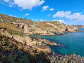 Fototapeta na wymiar Guernsey Channel Islands, La Moye Point, Le Gouffre