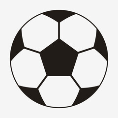 Football Vector Icon. Black and White Simple Soccer Ball. Front View